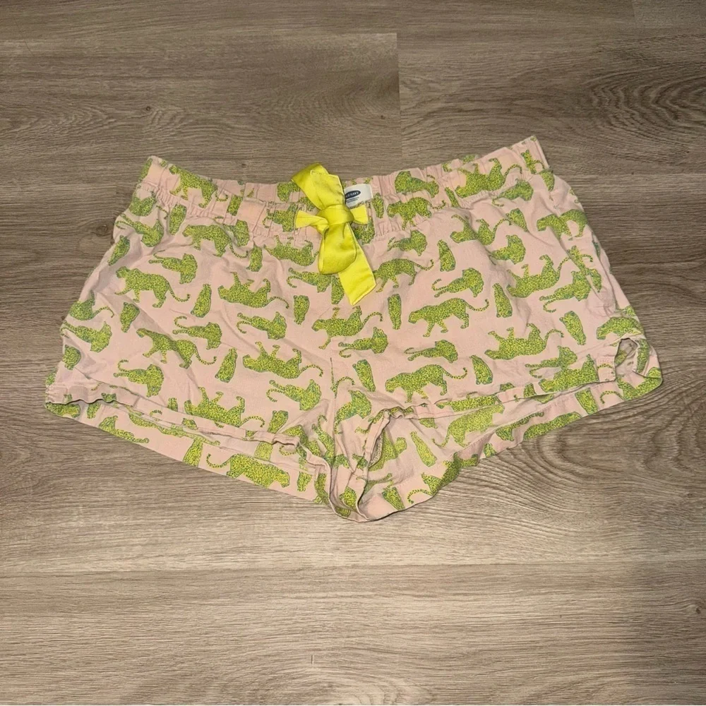 Old Navy Pink & Green Cheetah Pajama Shorts